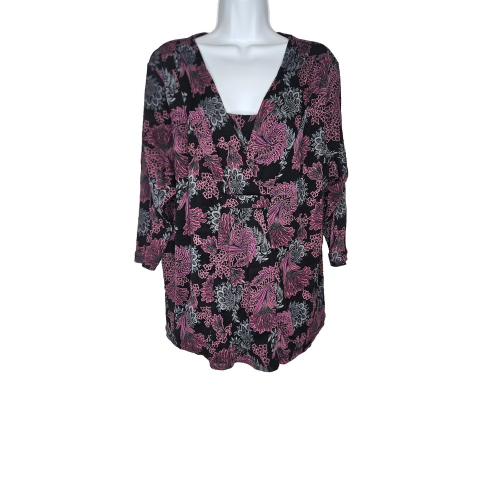 Boho Paisley Tunic Empire Waist‎ Flowy Plus Size Top Casual Stretch 3X
